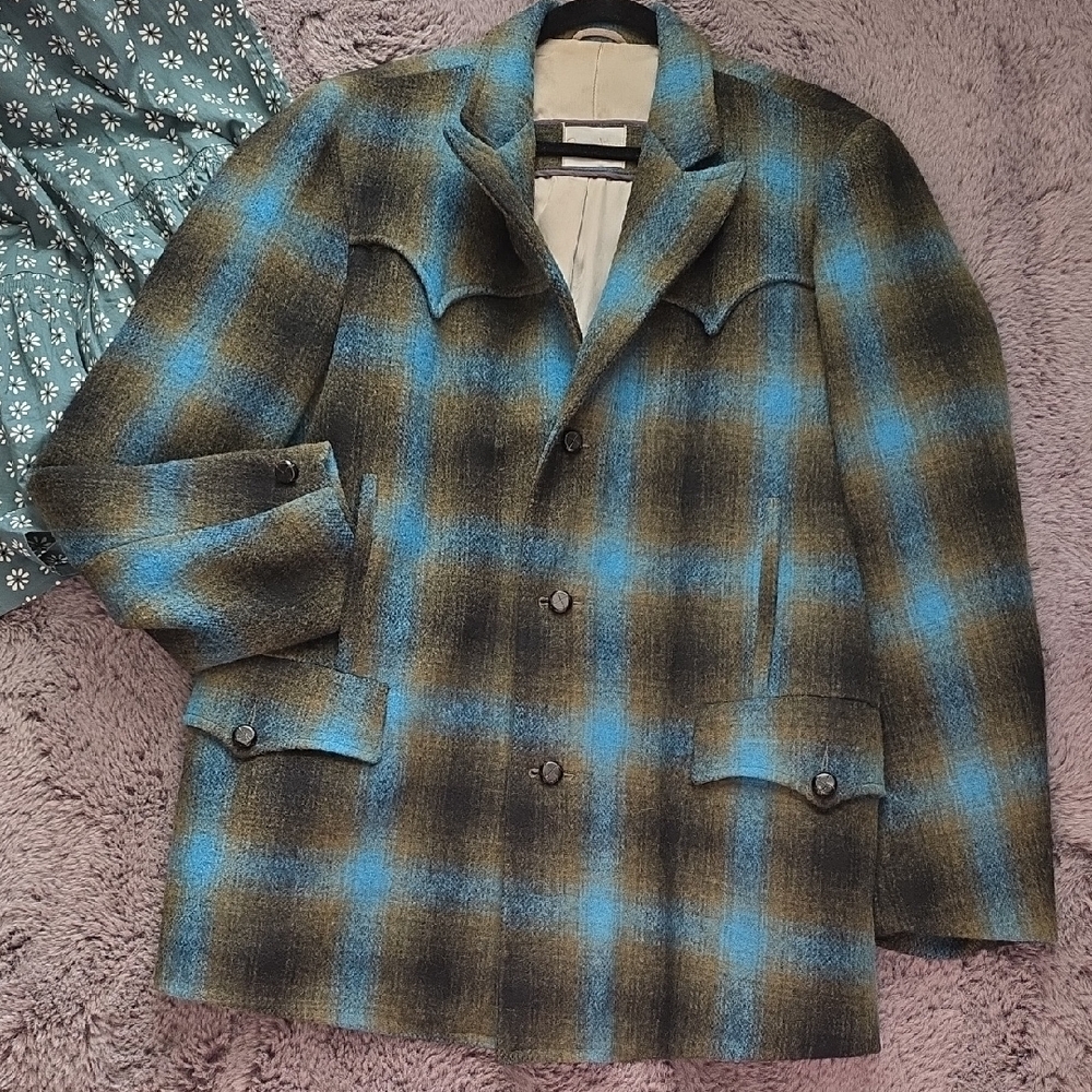 Pioneer Wear Scalloped Yoke Wool Western Sport Coat Unisex See Measurments